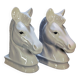 Serres-livres vintage de chevaux blancs en céramique