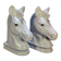 Serres-livres vintage de chevaux blancs en céramique