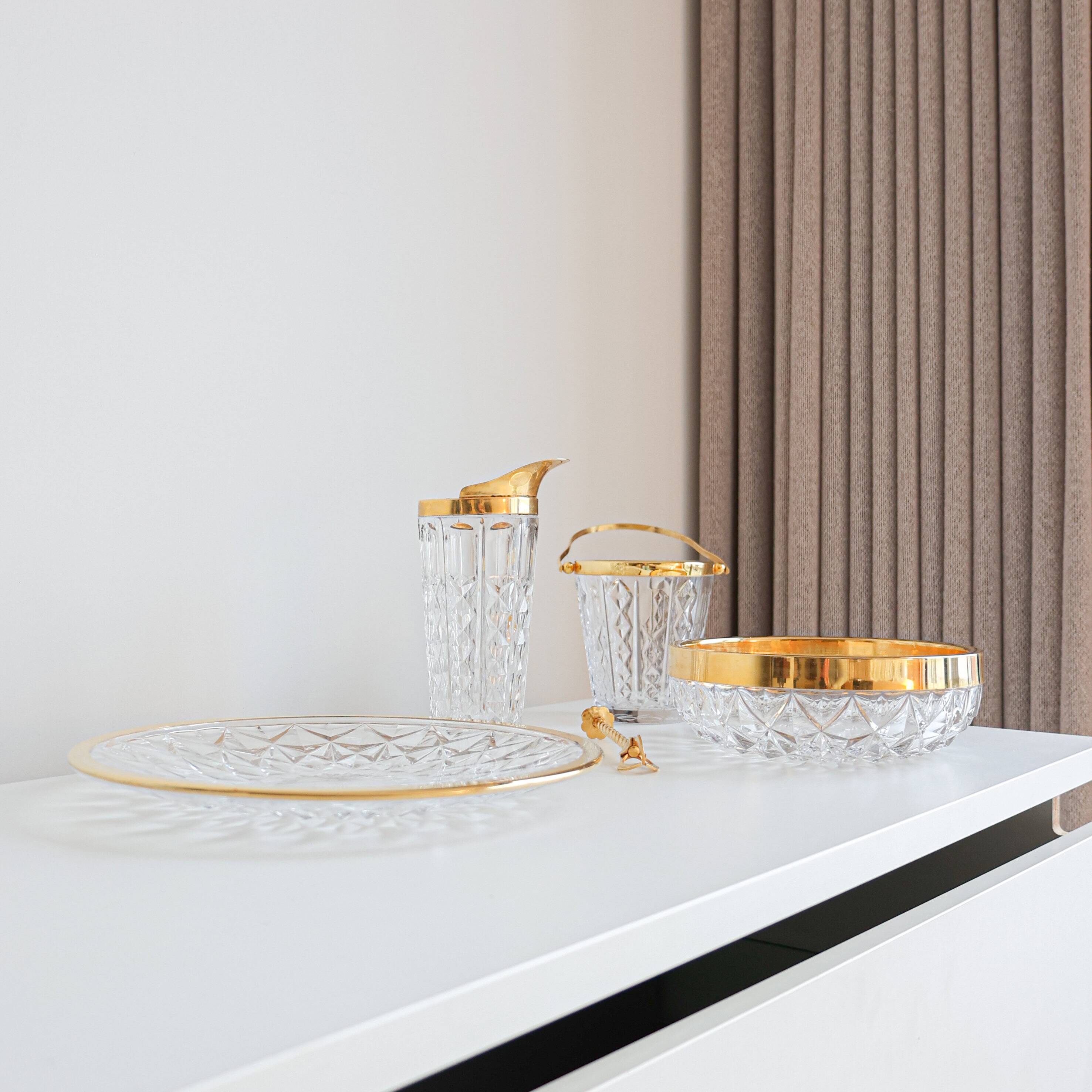 A Val Saint Lambert crystal glass cocktail set, 1970s, Belgium.