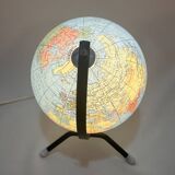 Globe terrestre 1960 Tripode Taride  lumineux en verre mappemonde vintage