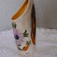 Ceramic vase with handle from the 70s, signed Tess, sunflower decor
