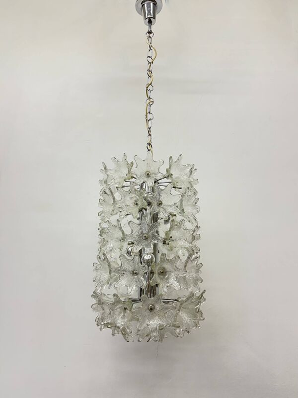 Lustre en verre de Murano spectaculaire en forme de fleur par Venini pour VeArt, Italie, années 1970