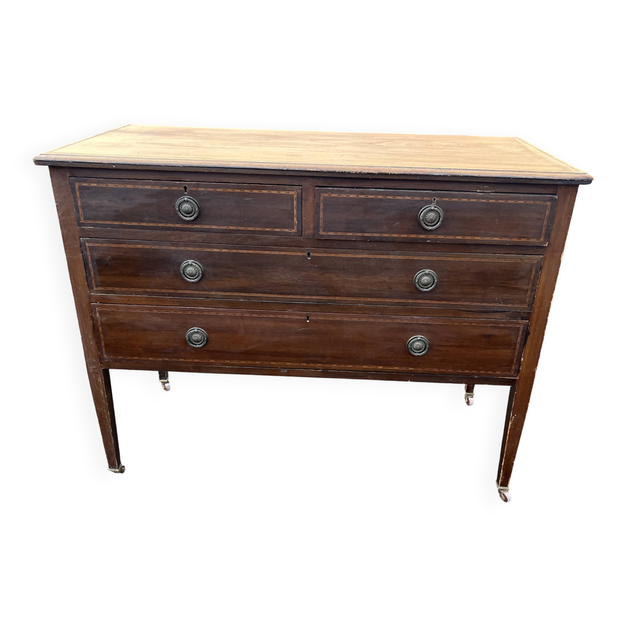 Commode Marqueterie de style Louis XVI à quatre tiroirs