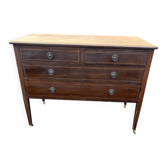 Louis XVI style marquetry chest of drawers with four drawers