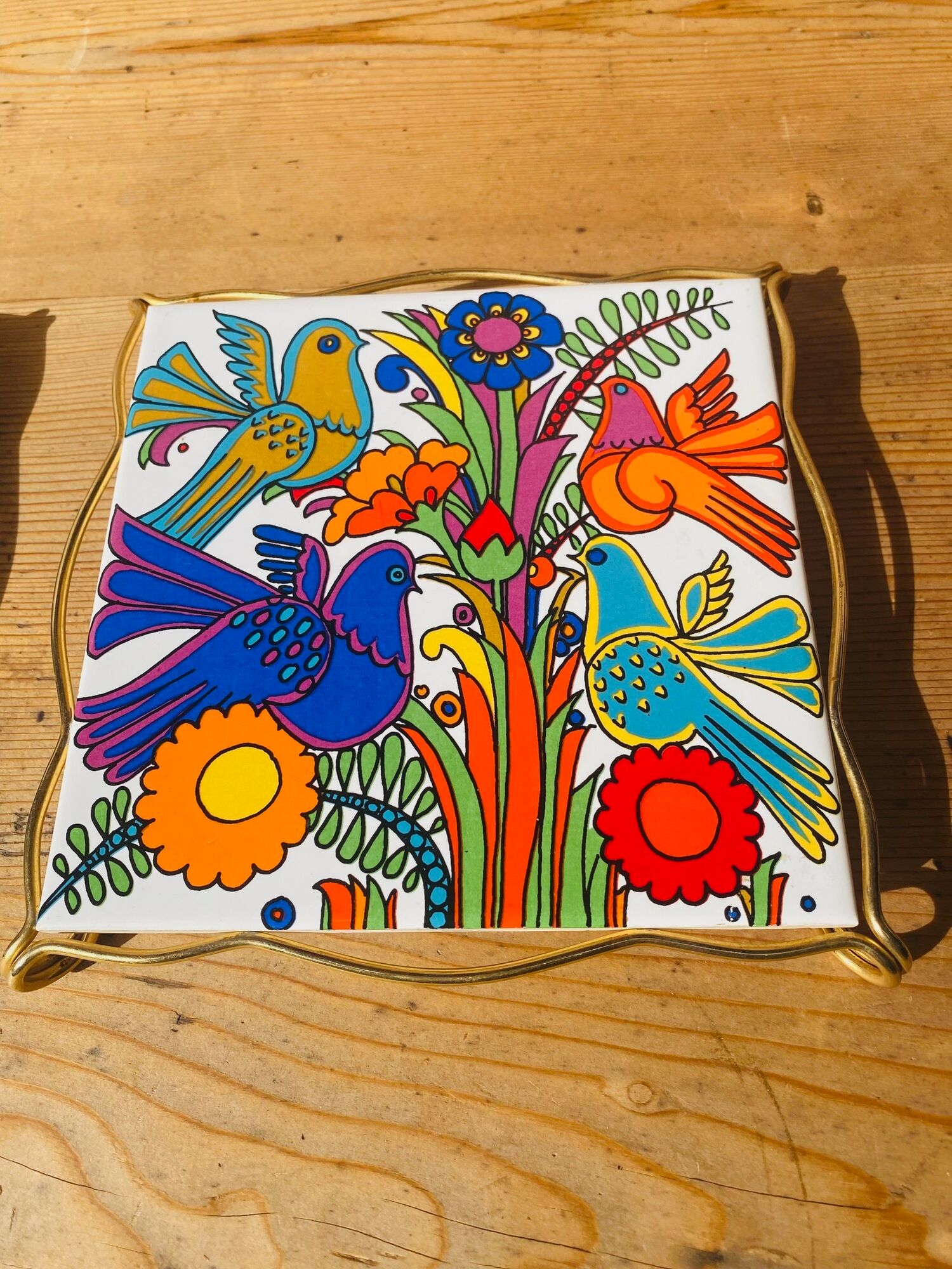 Duo of underwear acapulco villeroy and boch in brass and earthenware 1970s.
