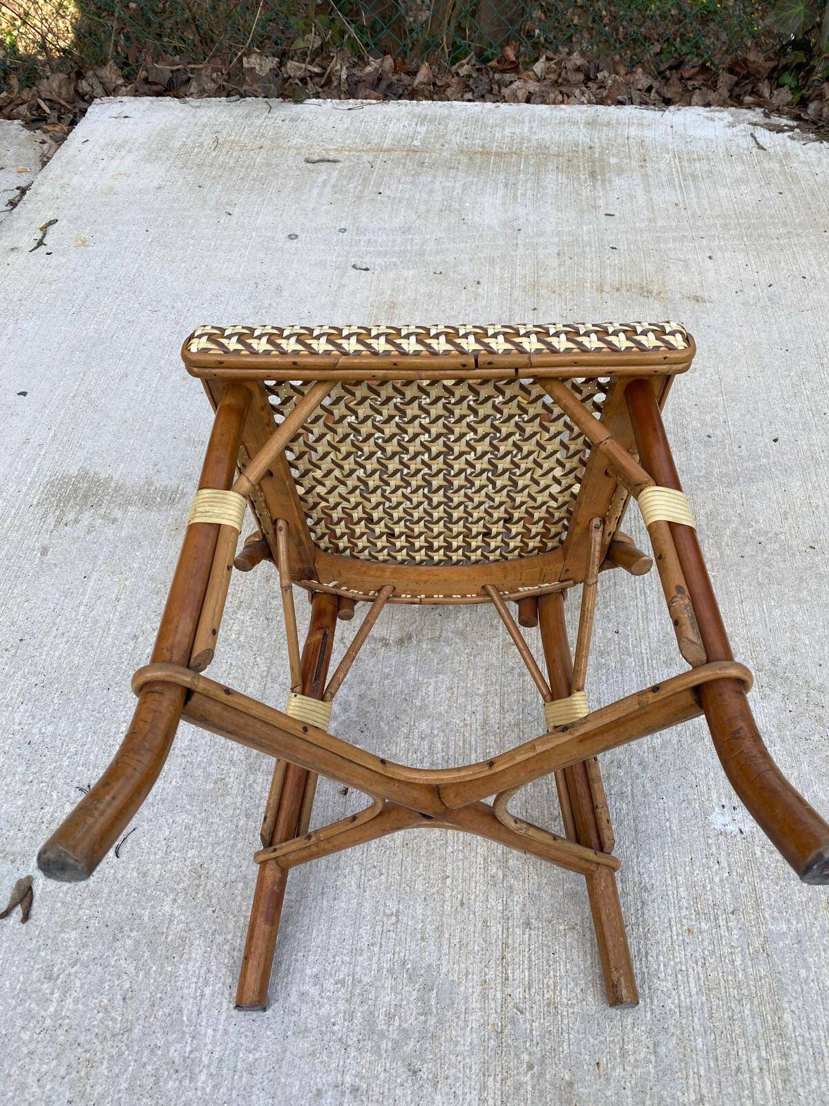 Chaise de bistrot en bois courbé rotin et bambou