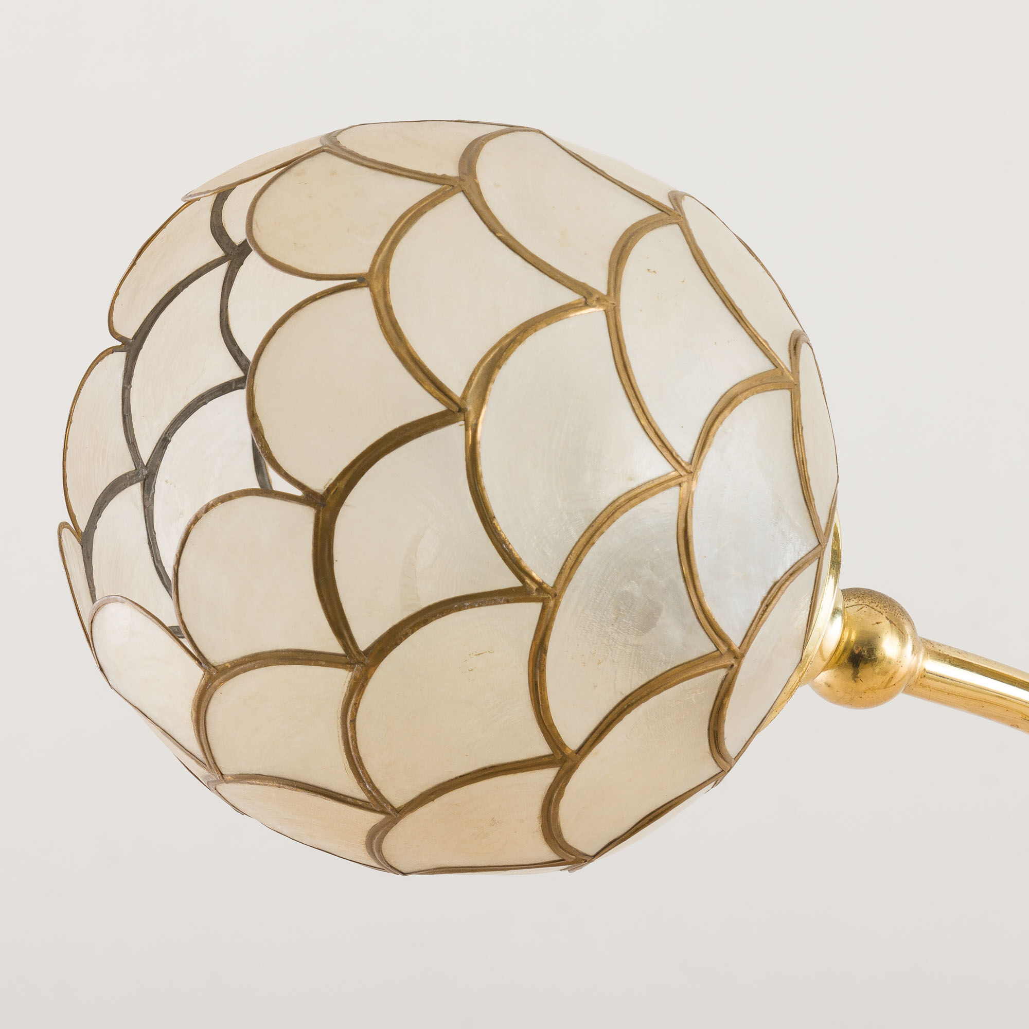 Brass floor lamp in the style of Tommaso Barbi with floral ornaments