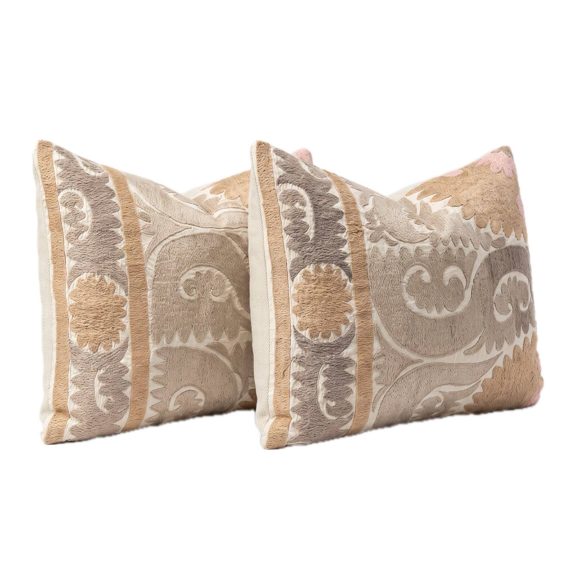 Set of 2 vintage embroidered cushion covers 55x65 cm