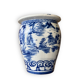 Cache pot vietnamien en porcelaine blanche et bleue