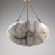 Timeless Art Deco pendant lamp in carved alabaster with black veins, 1920s