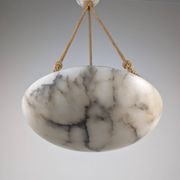Timeless Art Deco pendant lamp in carved alabaster with black veins, 1920s
