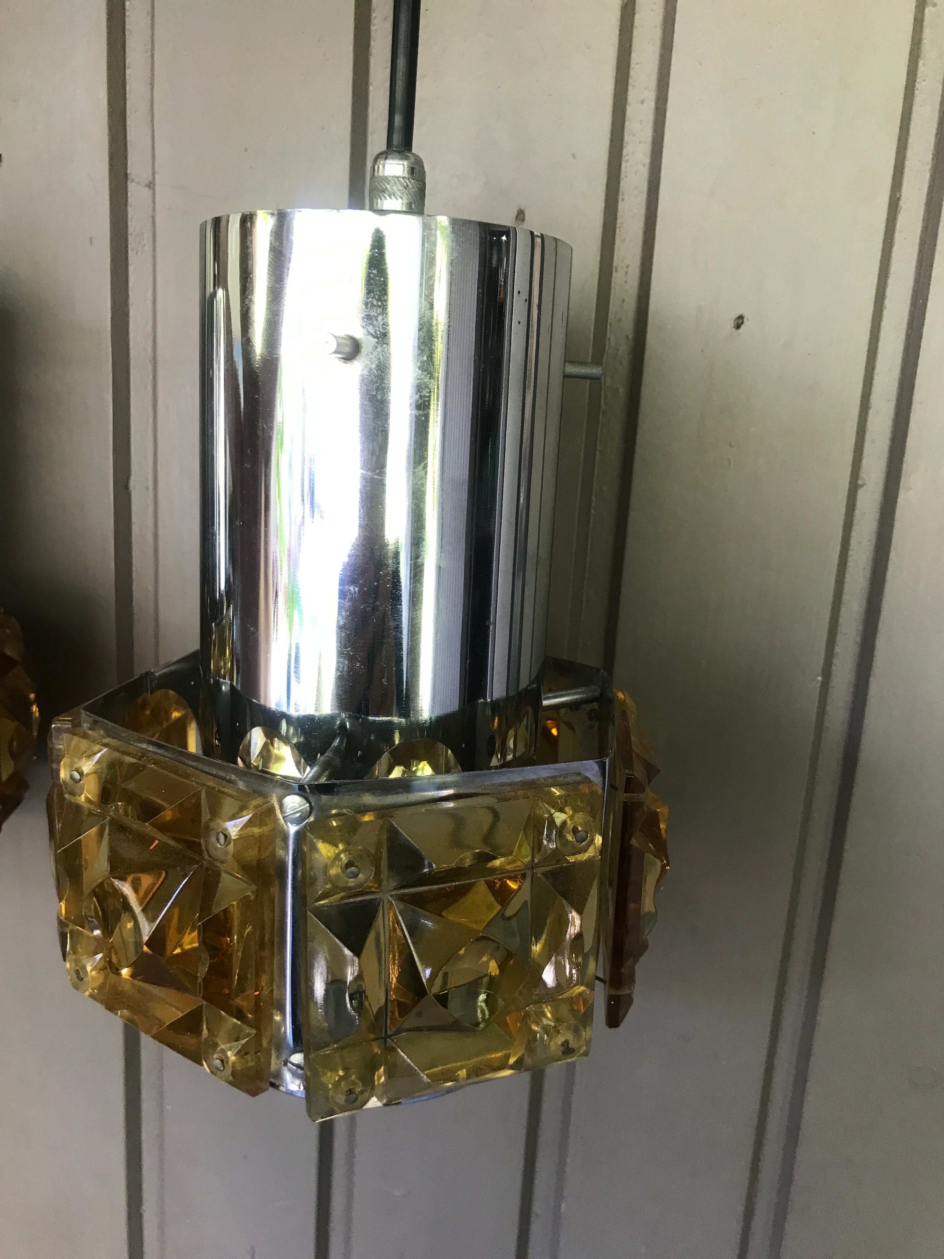 2 vintage chrome and orange plexi suspensions