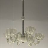 Venetian chandelier in colorless murano glass blown pressed and molded around 1950