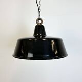 Black enamel industrial pendant lamp, 1950s