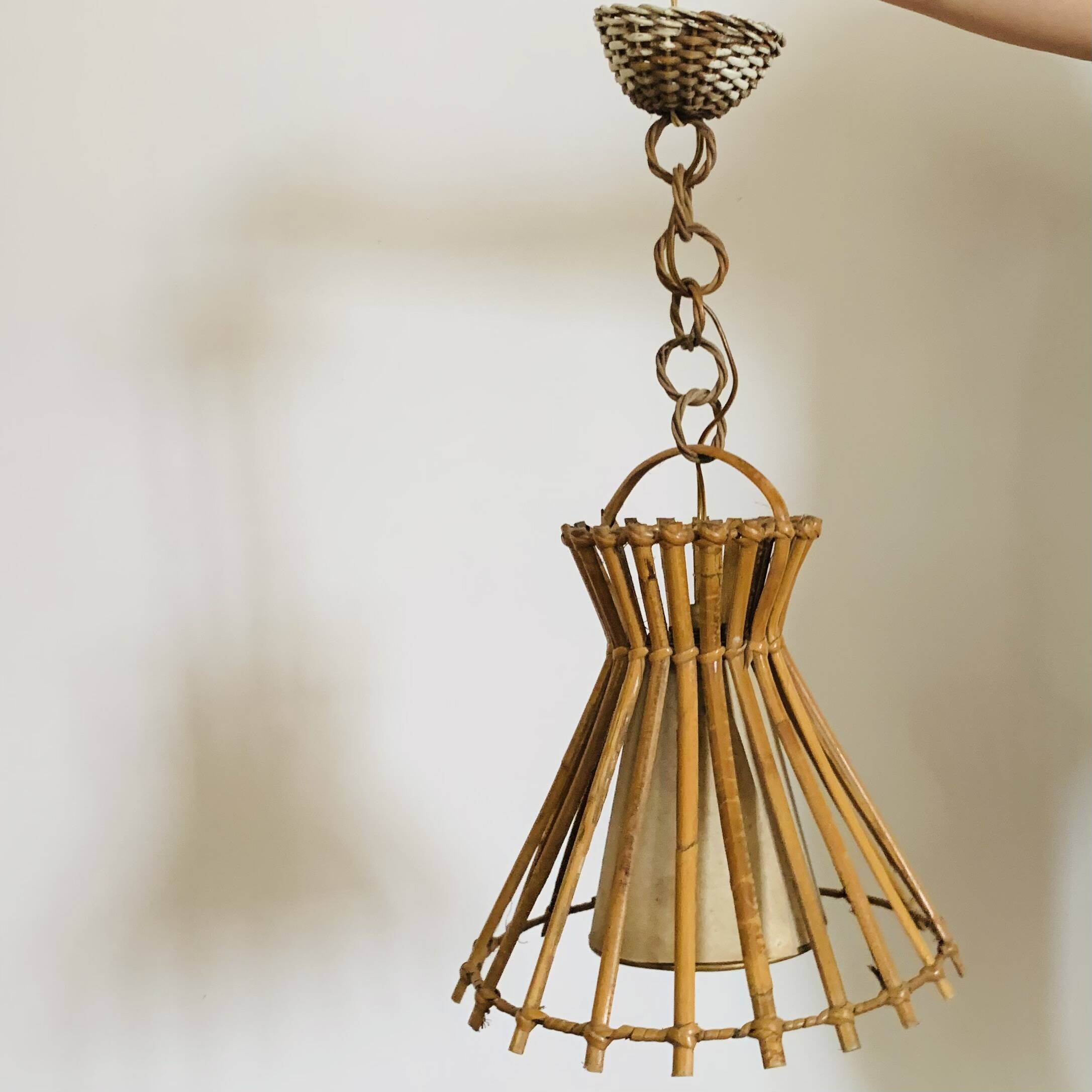 Vintage rattan pendant light