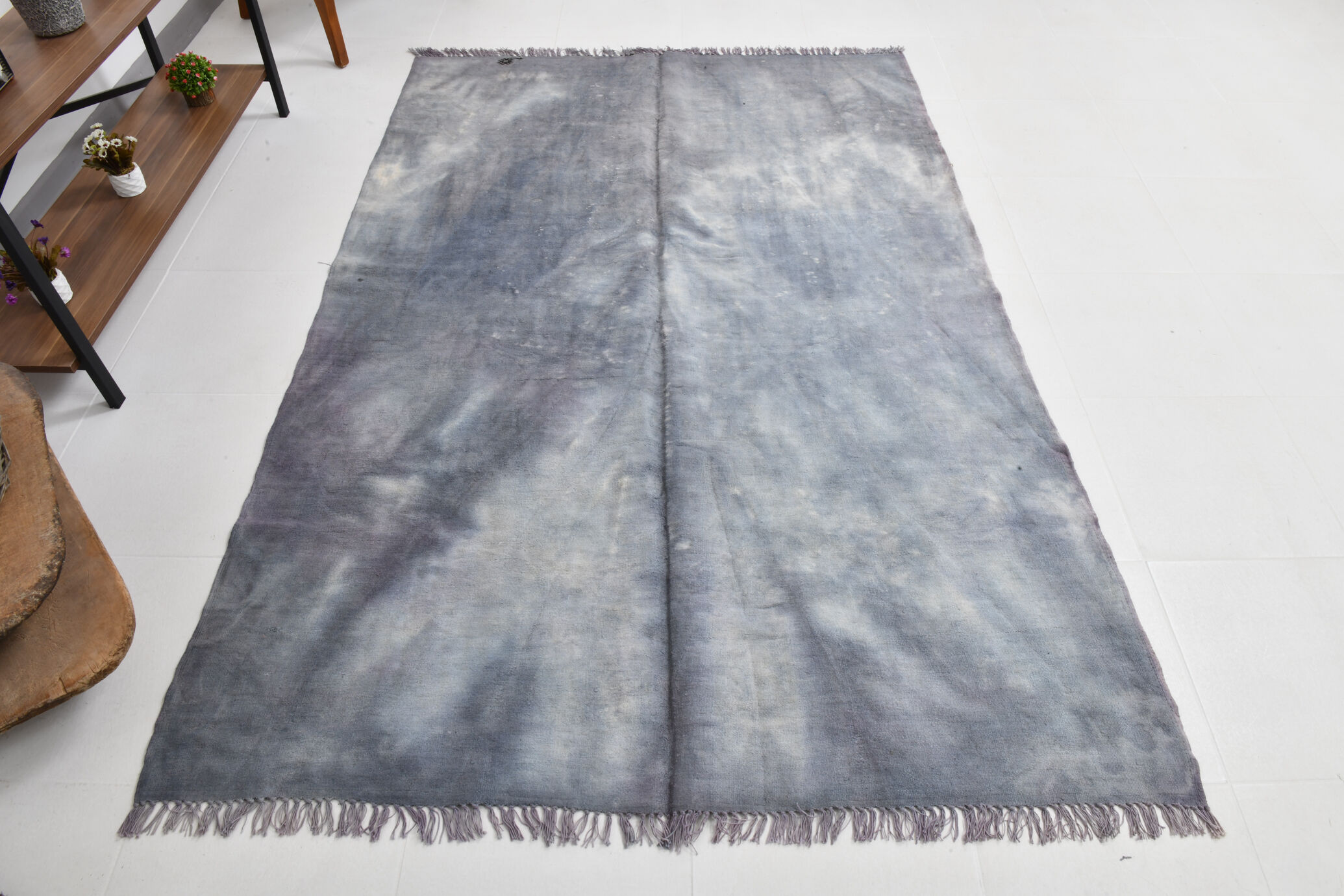 5x7 distressed gray blue hemp carpet232x156cm