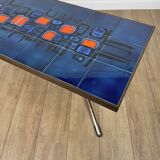 Blue ceramic table and chrome 70's