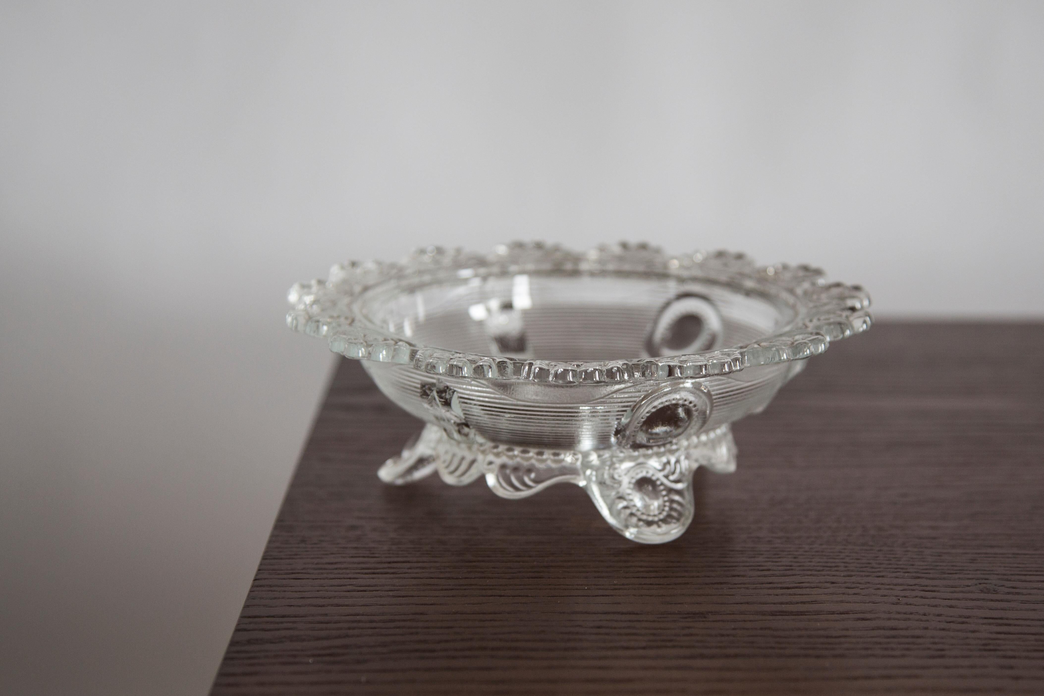 Vintage transparent glass bowl