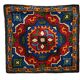 Hand-embroidered wool cushion cover, tribal geometric pattern 40 x 40.