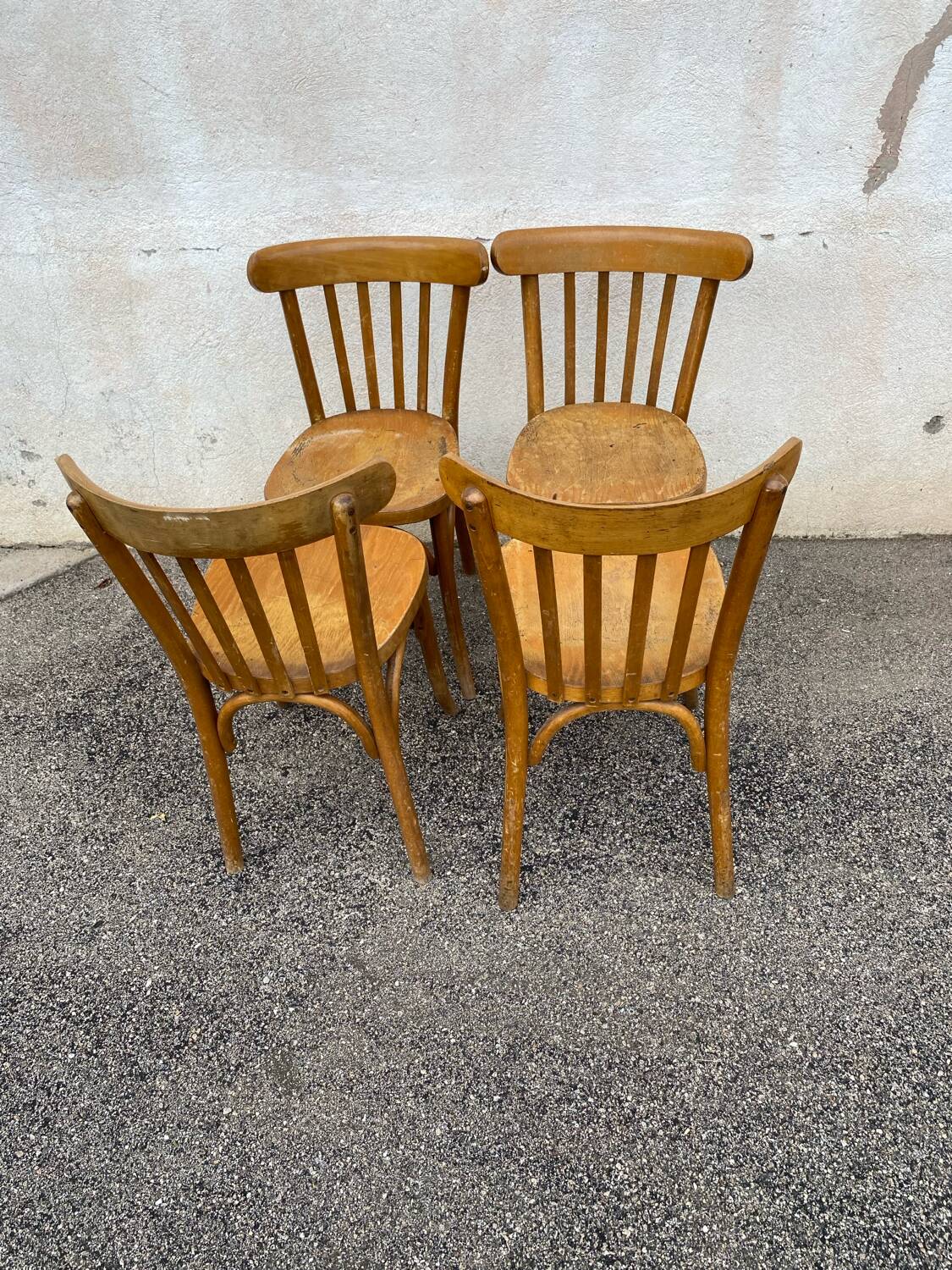 Set of 4 bistro chairs, curved backs