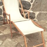 Transat avec extension chaise longue, en bois et tissu
