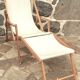 Deckchair with extension chaise longue, in wood and fabric