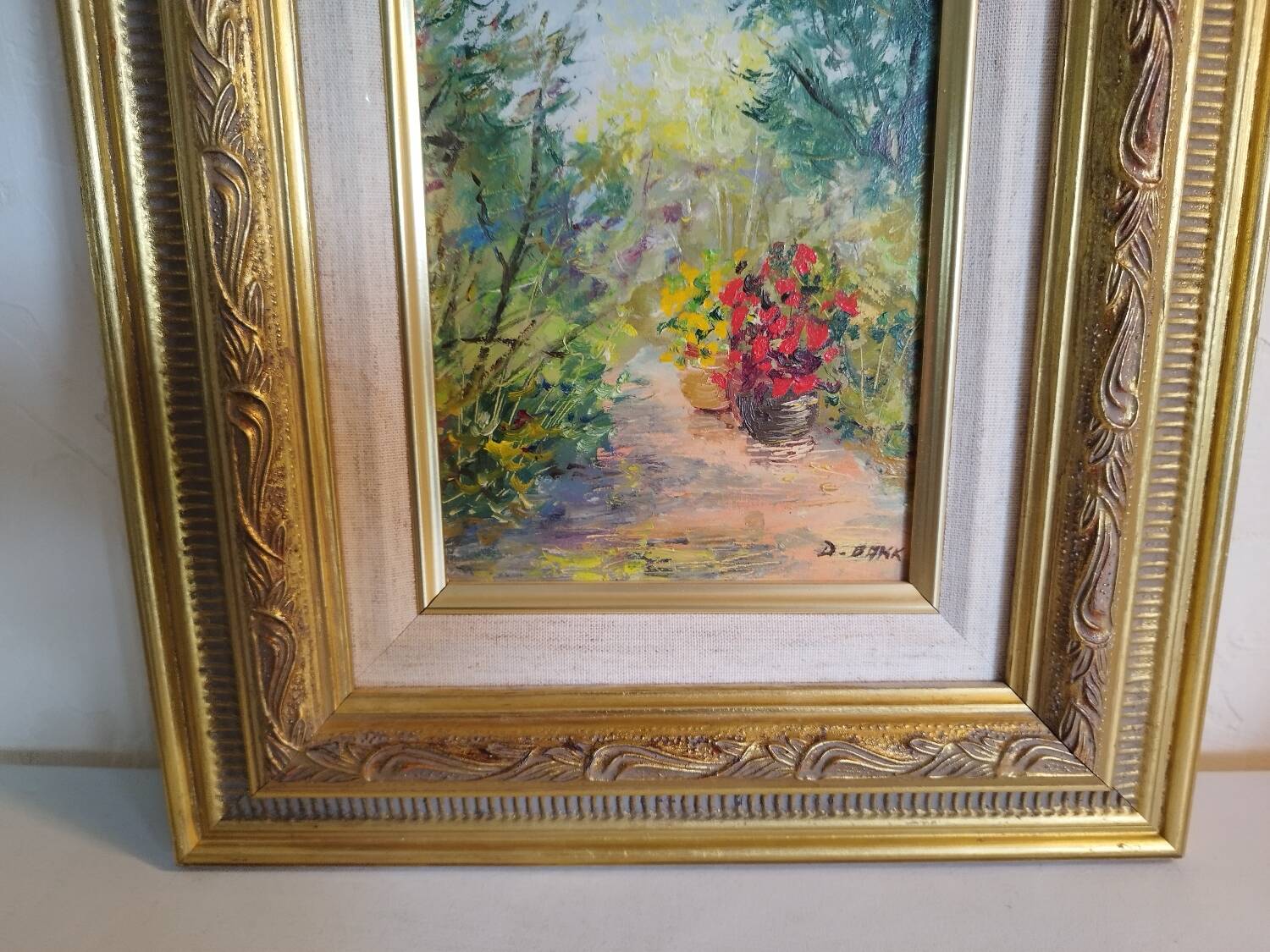 Huile sur toile "Le pot rouge" par D. BAKK