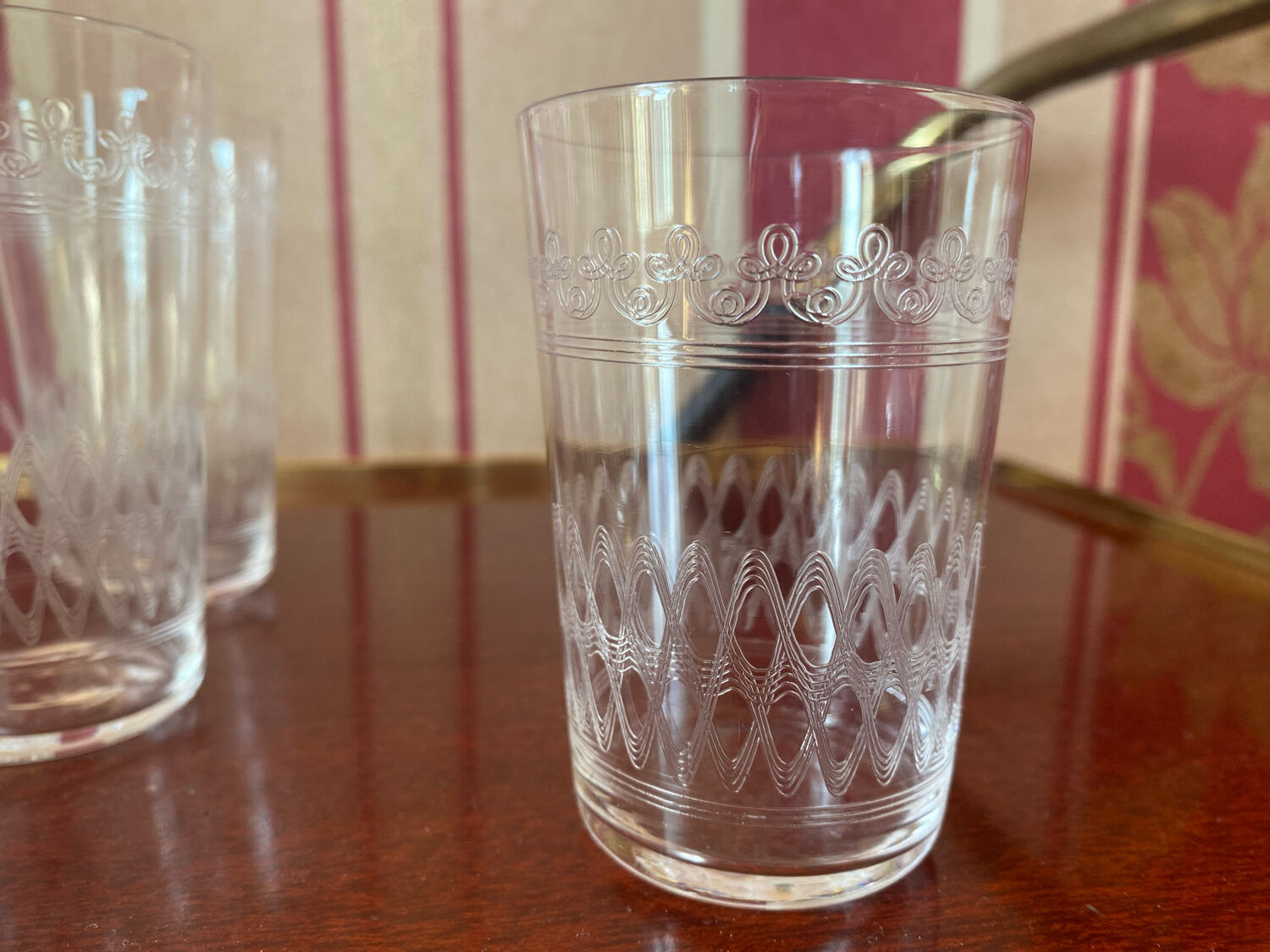 9 glasses baptism crystal engraved