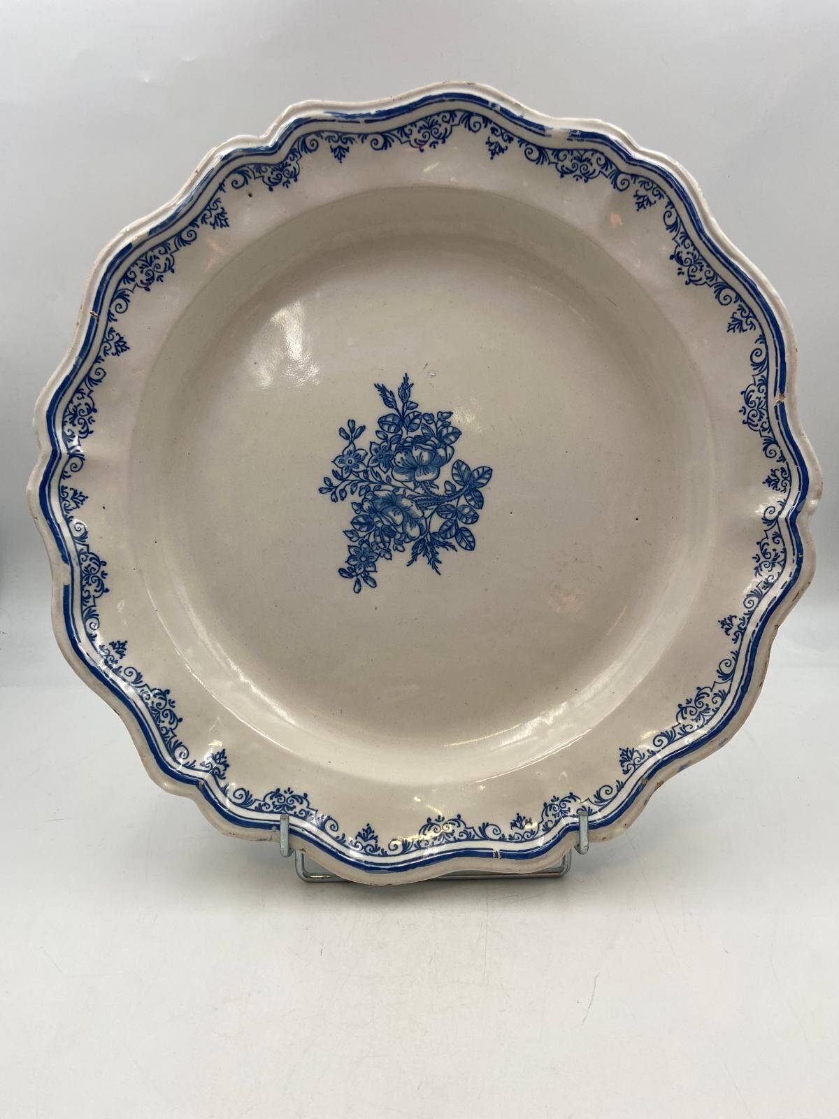 Large round earthenware dish from Moutiers 18th century