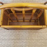 Vintage bamboo rattan and canning magazine holder