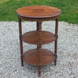 Vintage oak pedestal table with 3 shelves from the 60s