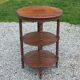Vintage oak pedestal table with 3 shelves from the 60s