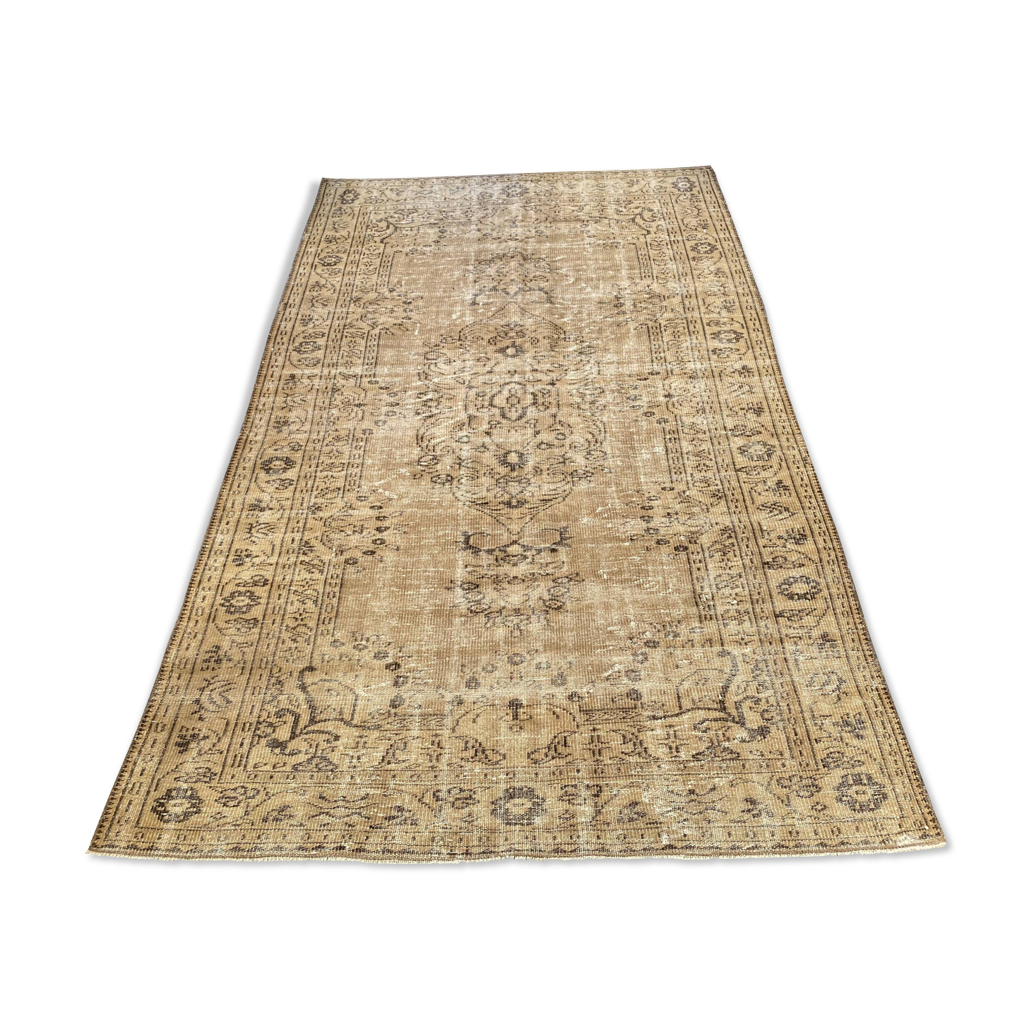 Rustic Decor Tan Oushak Rug 6x10 Sand Overdyed Rug For Living Room MOON.145