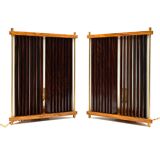 Leonardo Mosso 2 palisander and brass table lamps, Italy 1970s