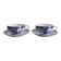 Set of Two Japanese Porcelain Tea Cups Blue and White Sometsuke Plum Blossom Decor