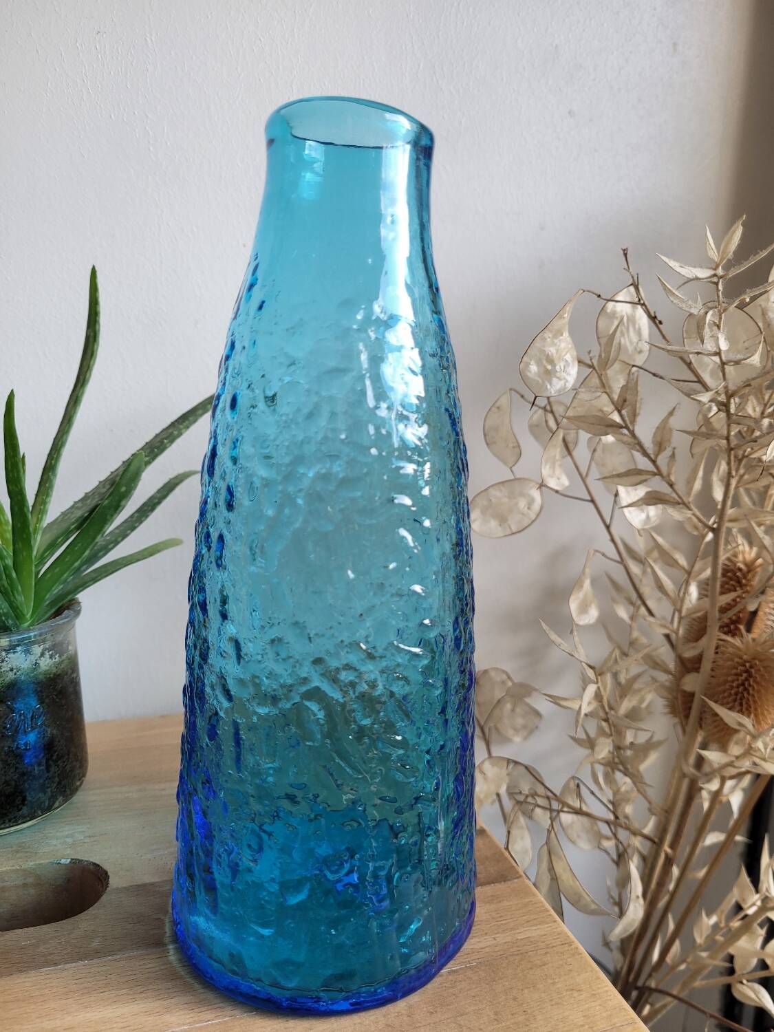 Blue glass carafe