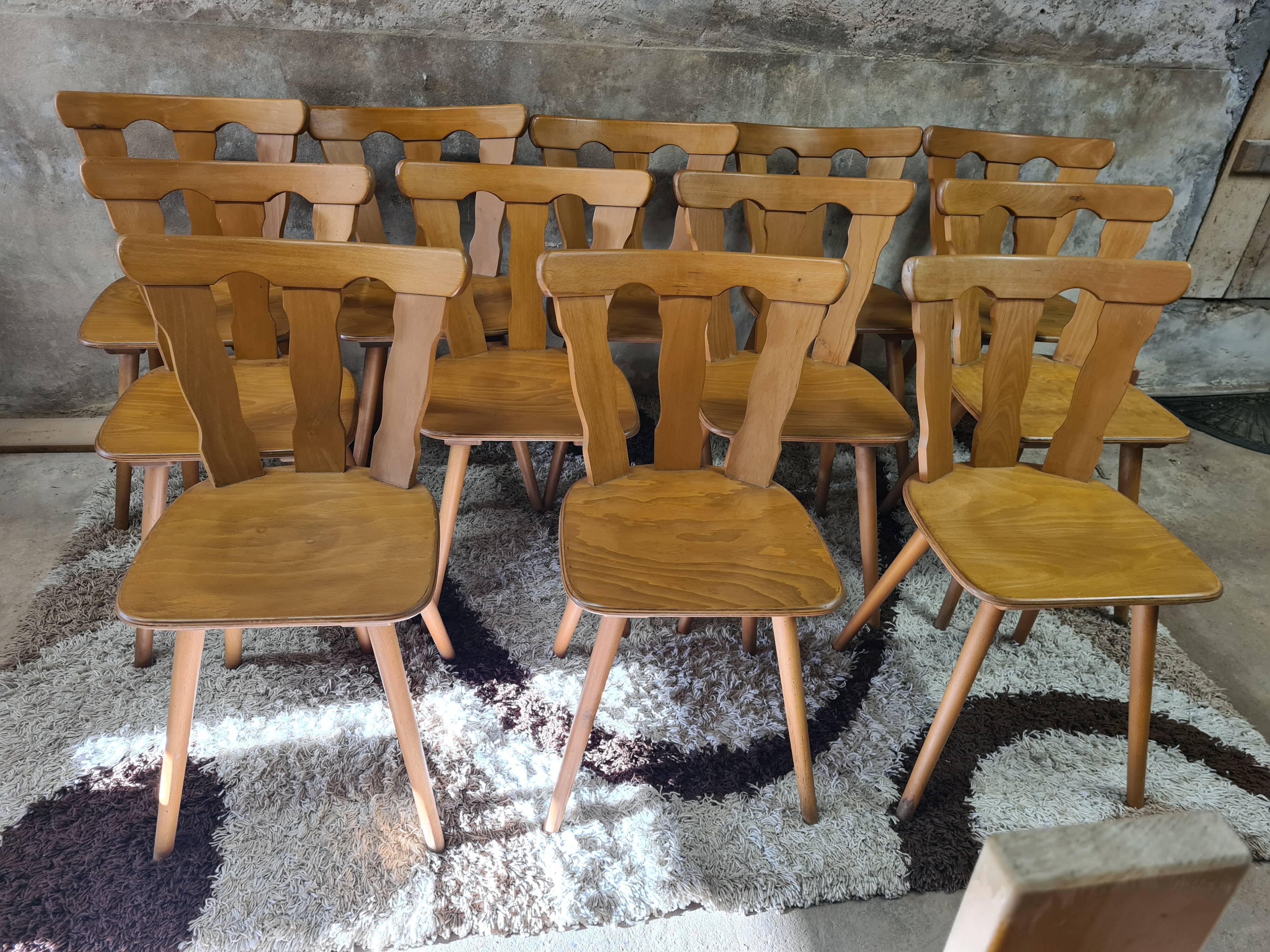 Set of 12 vintage Baumann 1970 bistro chairs