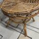 Vintage round side table in rattan – 1960s/70s