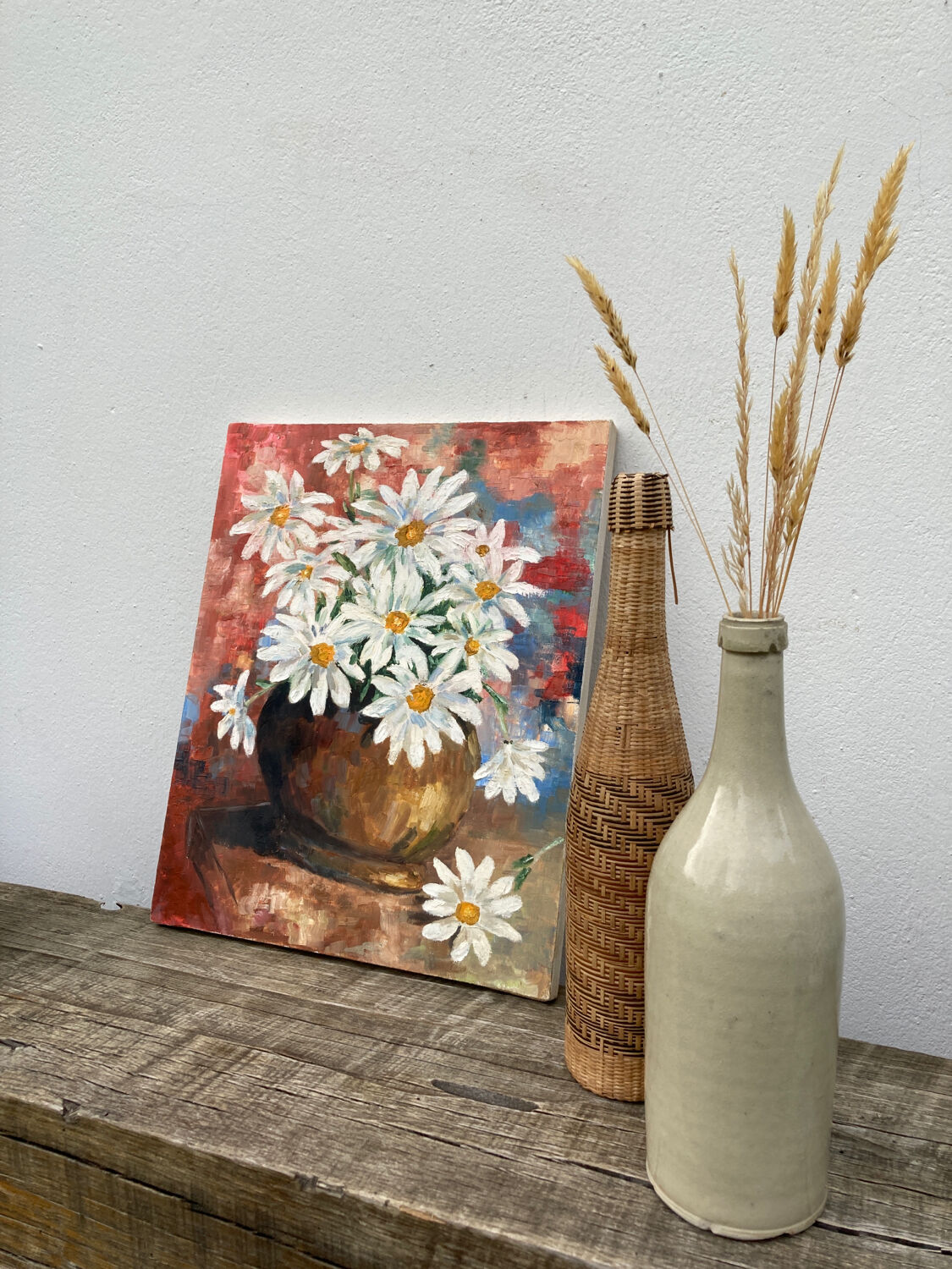 Oil on canvas bouquet of flower old painting