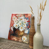 Oil on canvas bouquet of flower old painting