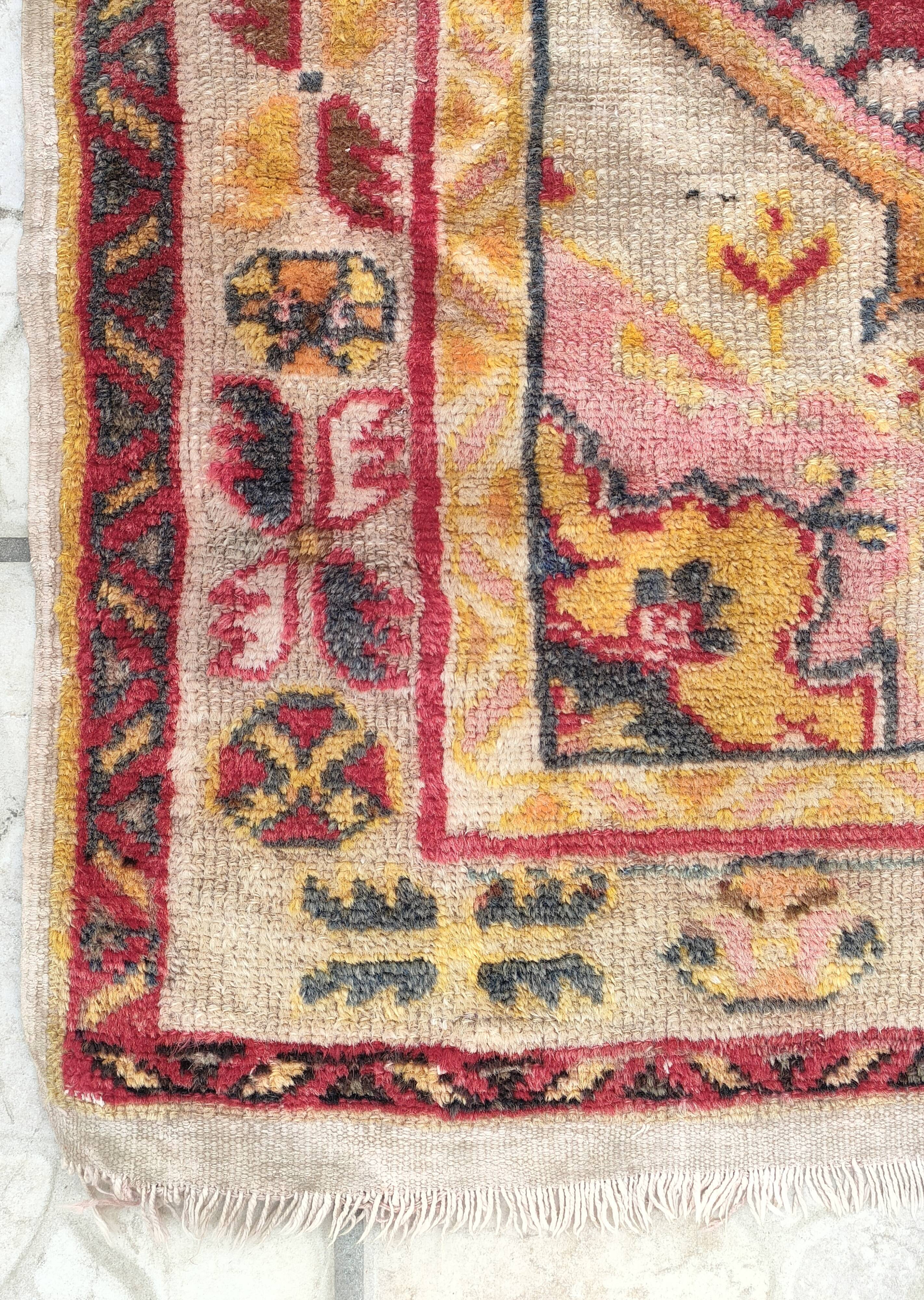 Tapis patiné orient laine fait mai 166 cm x 95 cm