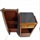 Pair of bedside tables with mahogany and brass shelf