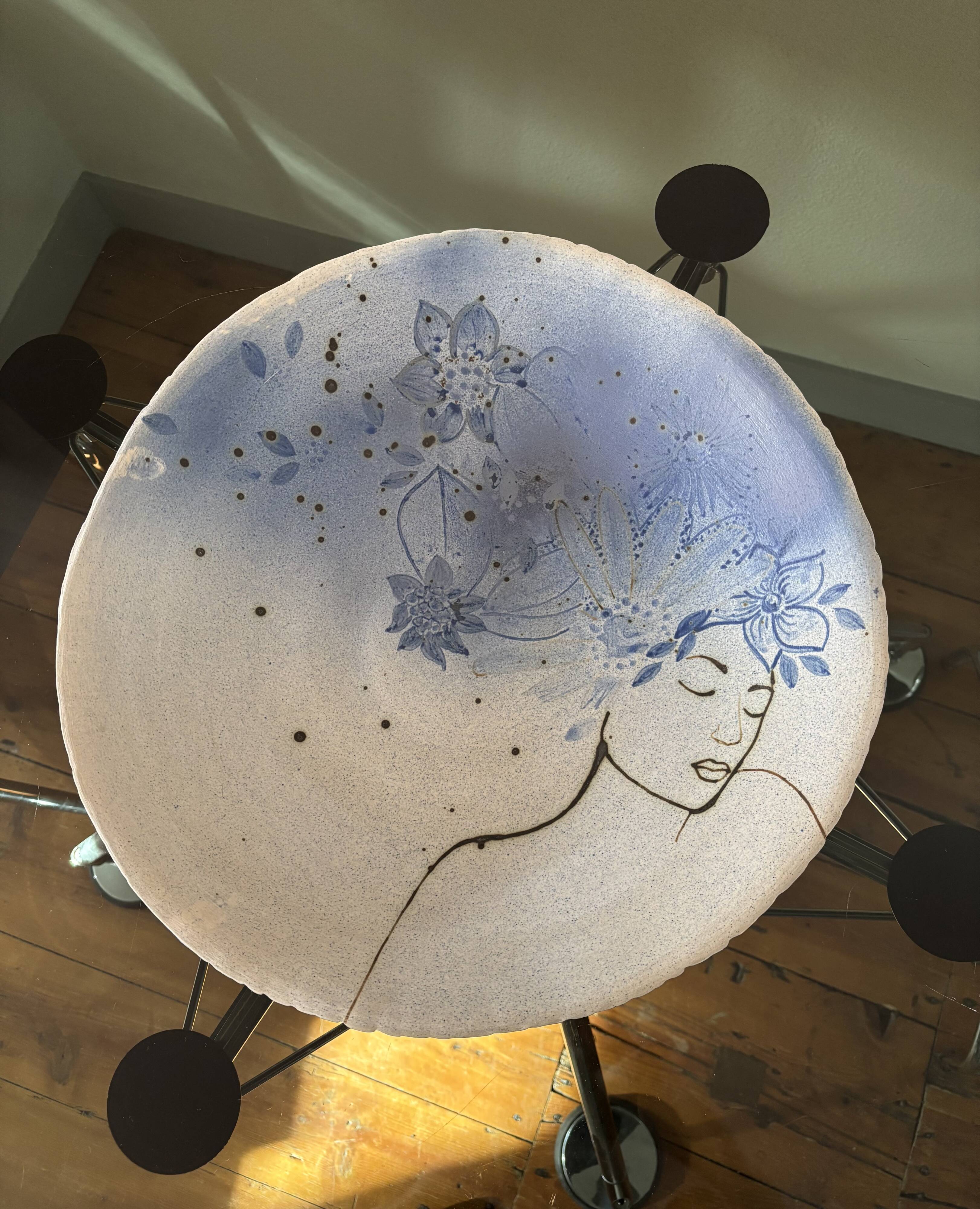 Vintage 1960s stoneware large dish