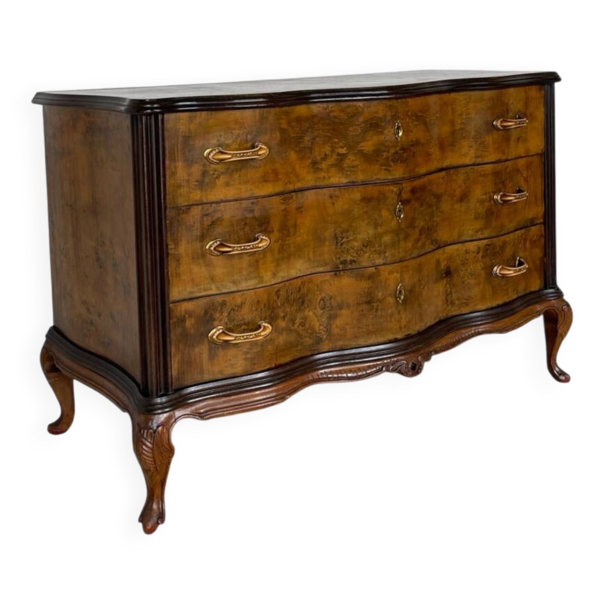 Commode italienne Art déco en loupe de noyer, années 1940-50