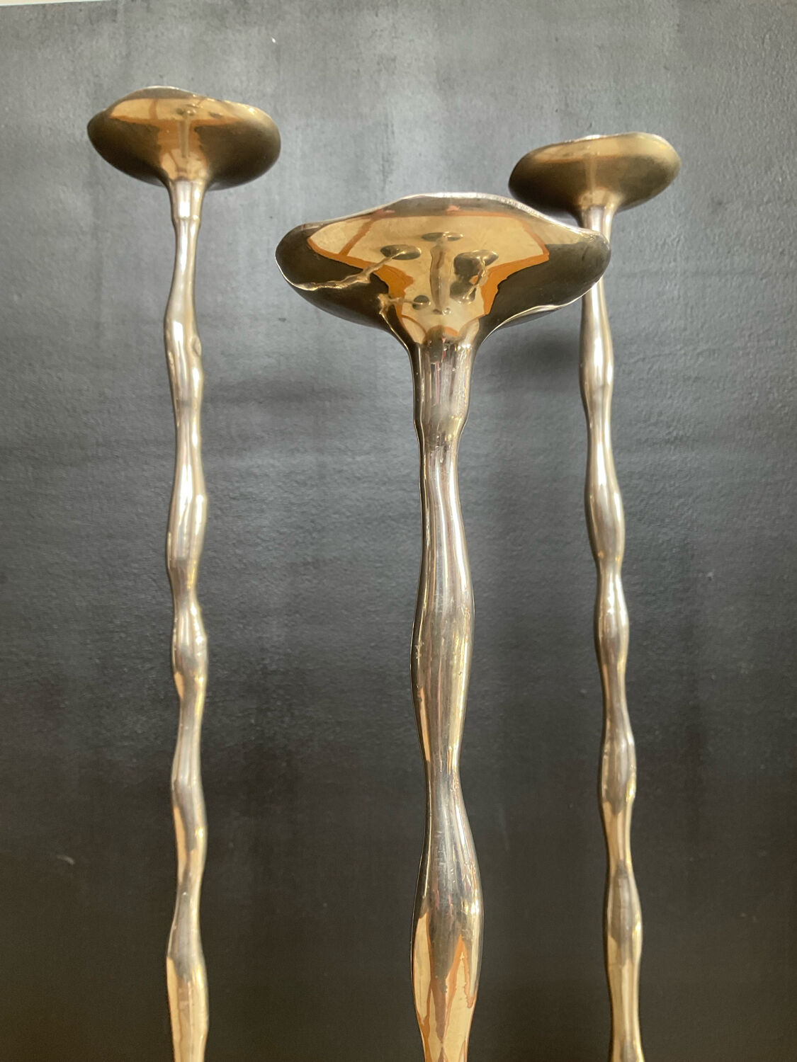 Vintage silver-plated candle holder trio