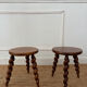 Pair of twisted wooden tripod stools