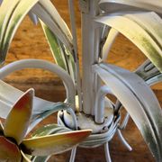 Vintage floral metal painted chandelier – 3 lights – 1970s