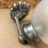 Old Grey Metal Wall Lamp + Vintage Glass Ball