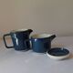 Teapot and milk jug, selfish, stackable. Sarreguemines. 1980s.