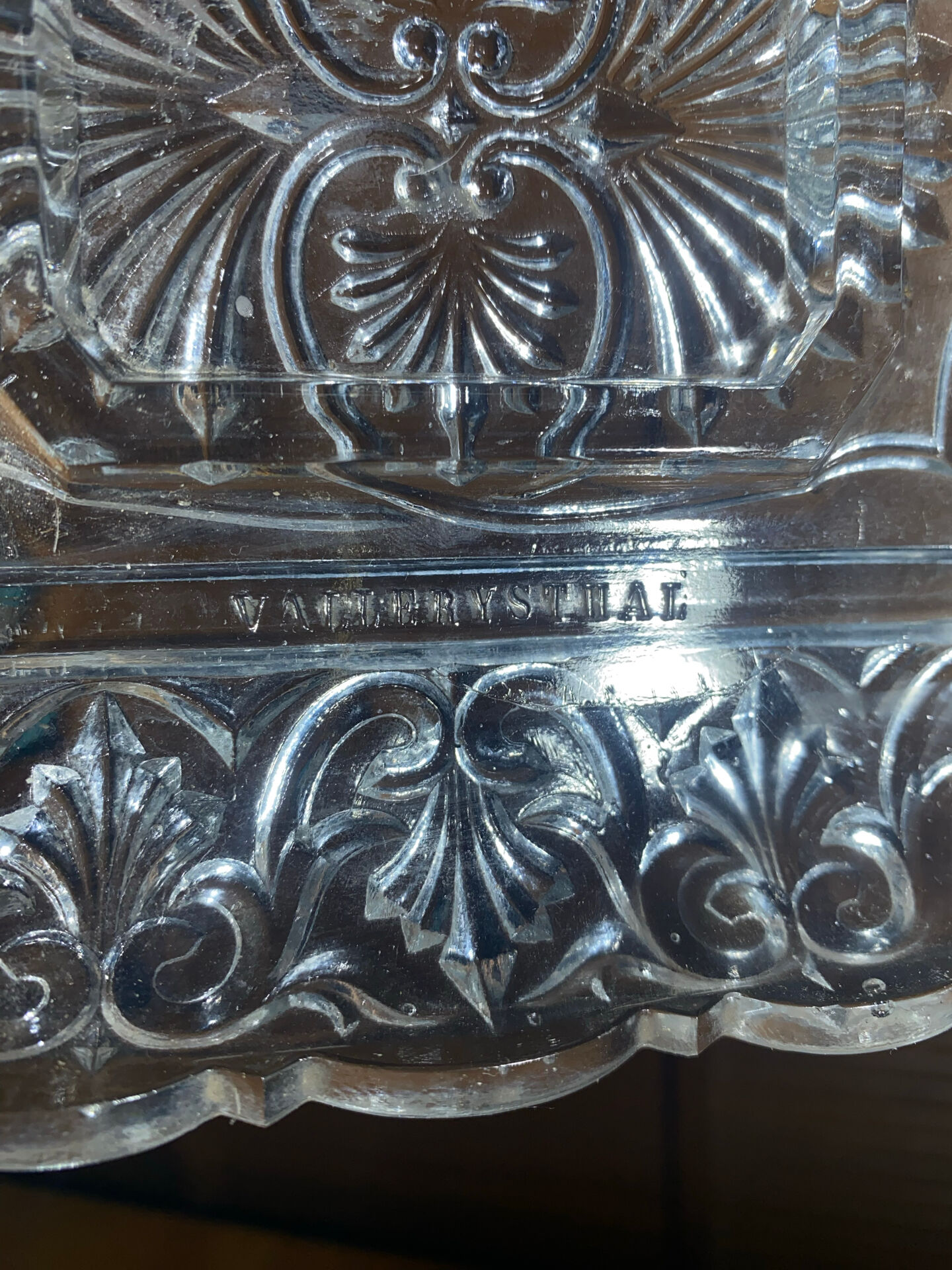 Vintage vallerysthal crystal moulded cut pocket ashtray #